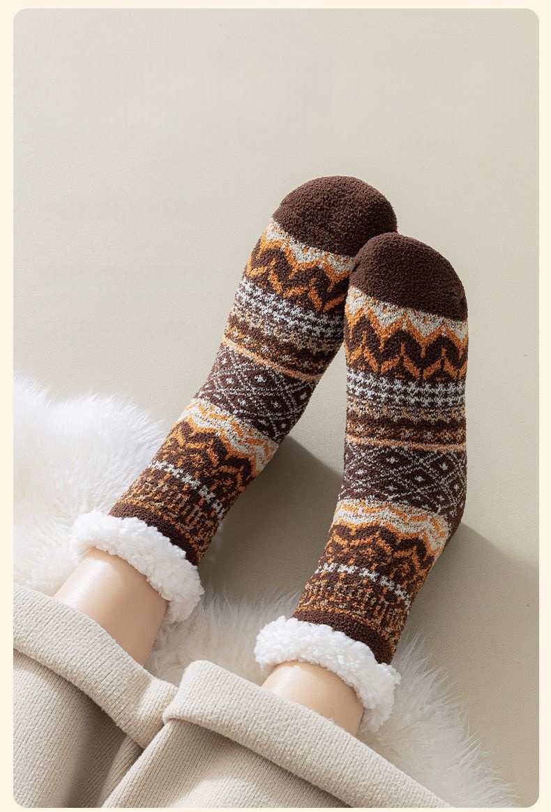 Womens Mid-calf Socks With Retro Pattern Rabbit Sheep Wool Socks